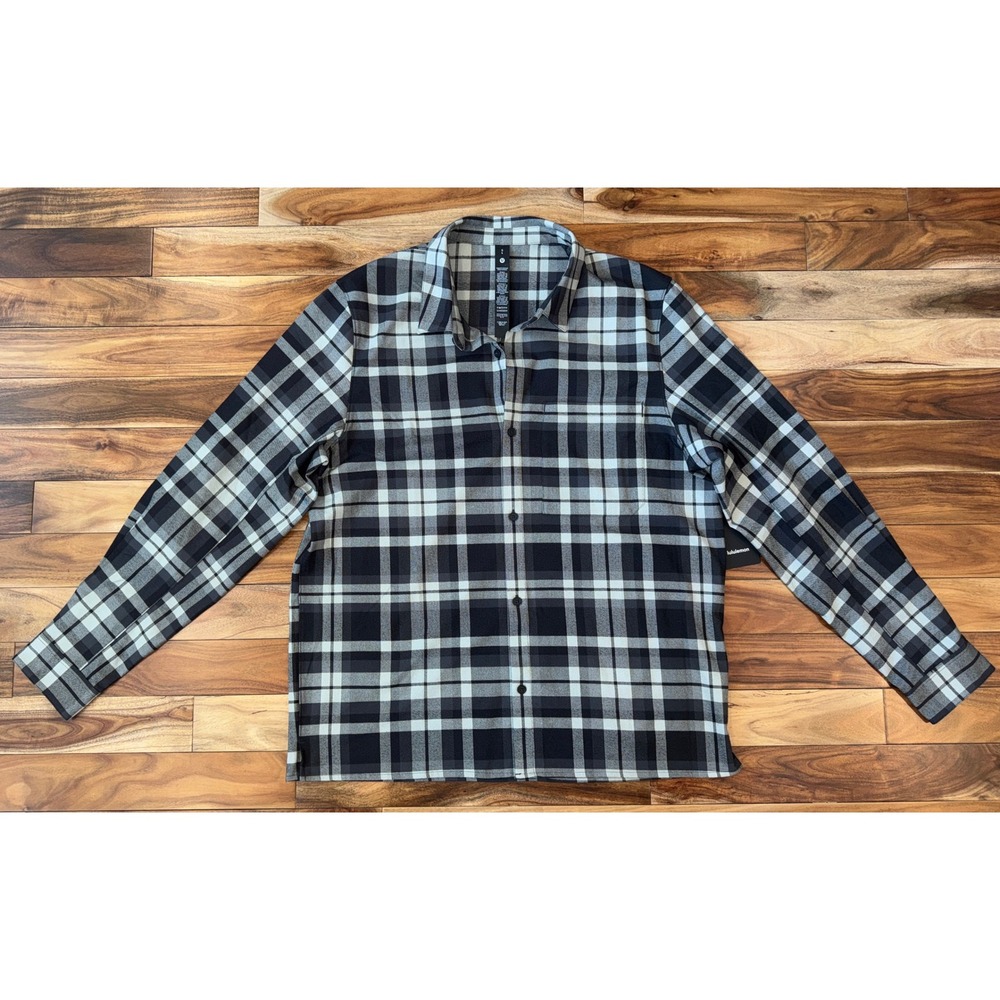 Lululemon Brushed Woven Overshirt Mens Sz Large Prospect Plaid Misty Grey NWT